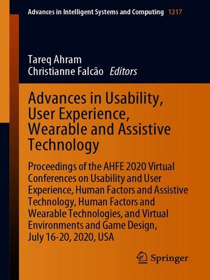 cover image of Advances in Usability, User Experience, Wearable and Assistive Technology